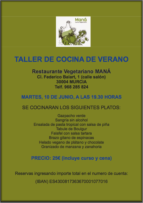 Cartel del taller de cocina de verano