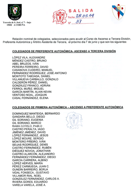 Arbitros Gallegos: Relación de candidatos al ascenso a Preferente y Tercera