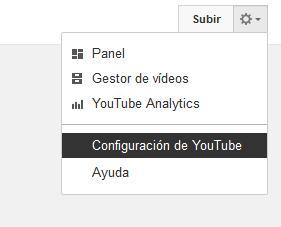 botón de configuración de Youtube