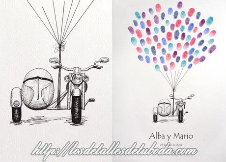 Libro de firmas de huellas moto Harley