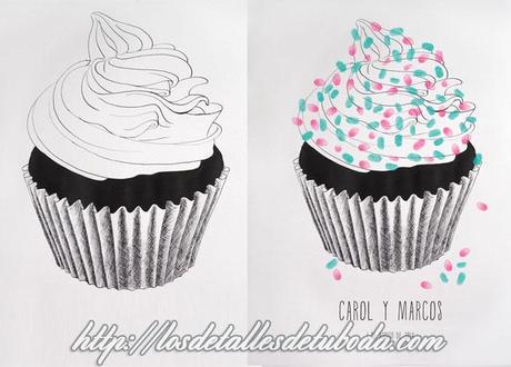 Libro de firmas original con forma de cupcake