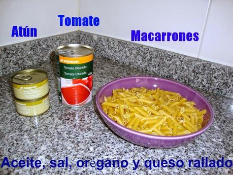 MACARRONES CON TOMATE Y ATÚN