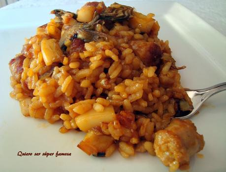 Arroz oscuro con sepia y alcachofas (Arròs fosc)