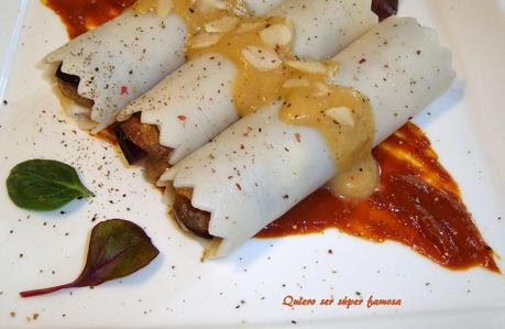 Canelones de berenjena con gorgonzola
