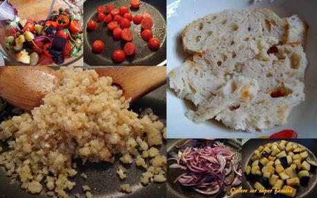 Berenjenas en ensalada con migas