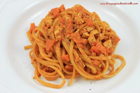 Pasta vegetariana con sofrito italiano de tomate y tofu ~ recetas primeros  ~ IMG 9426m