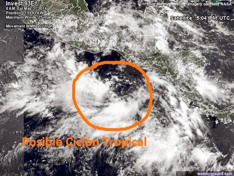 Zona de baja presión al sudeste de México con chances de evolucionar a un ciclón tropical