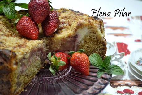 Coffee cake de tarta de queso con fresa