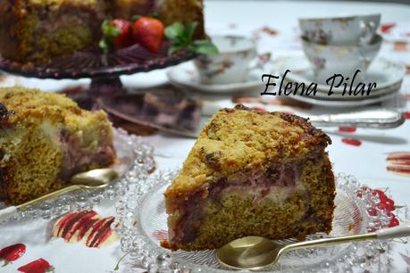 Coffee cake de tarta de queso con fresa