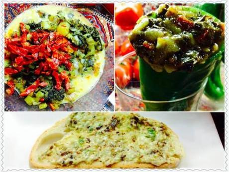 Tosta de tortilla paisana sobre crema de mahonesa con crujientes Collage_Fotor