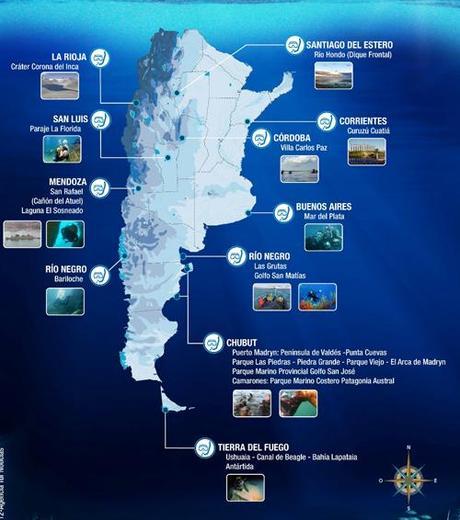 Buceo y excursiones subacuáticas en Argentina.