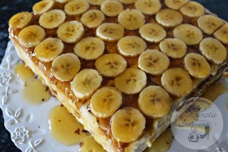 TARTA FACIL DE GALLETAS, PLATANO Y CARAMELO