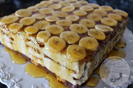 TARTA FACIL DE GALLETAS, PLATANO Y CARAMELO