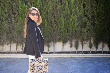 Bolso CARLINO satchel topos acharolado