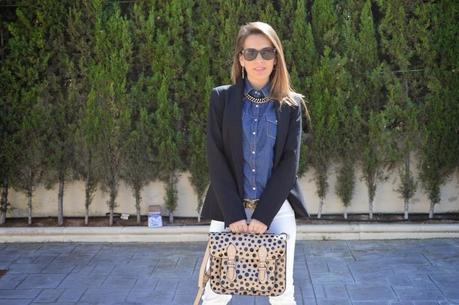 Bolso CARLINO satchel topos acharolado