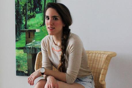 Denim shorts and DW watch blogger moda madrid