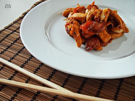 Pollo agridulce con verduritas salteadas