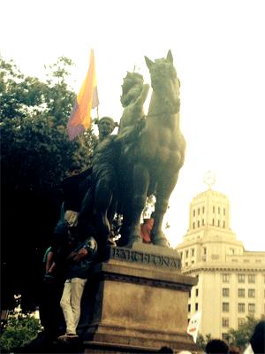 Plaza Catalunya de Barcelona, ayer.