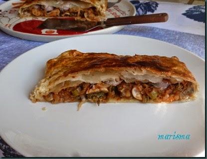 hojaldre de verduras con butifarra,racion copia