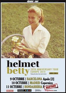 Gira española de Helmet para celebrar el 20 aniversario de 'Betty'