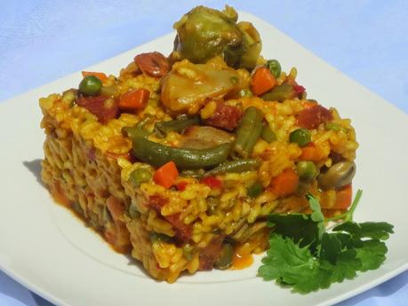 Arroz de menestra con jamón