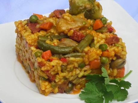 Arroz de menestra con jamón