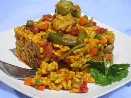 Arroz de menestra con jamón