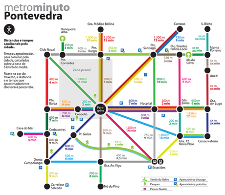 Metrominuto: un “plano del metro” peatonal para Pontevedra Metrominuto Pontevedra