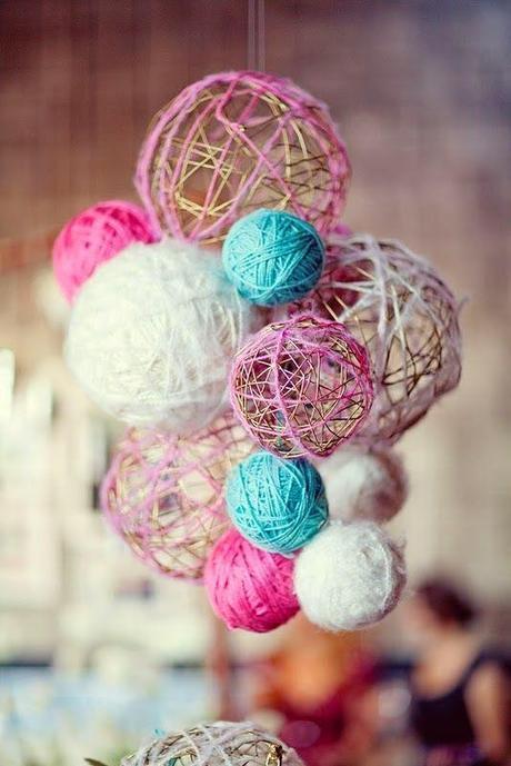Decoración de boda con bolas de lana