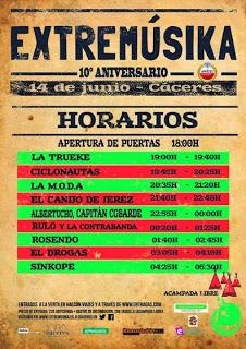 Horarios del festival Extremúsika 2014