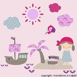 Vinilos Infantiles. Mandarina y Tulipán.