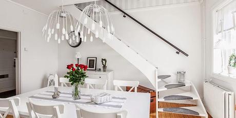 Un dúplex 100% nórdico en blanco y gris