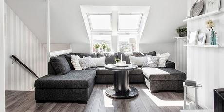 Un dúplex 100% nórdico en blanco y gris