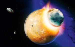 Formación de la Luna por colisión de Theia