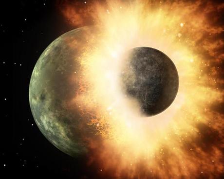 Impacto de Theia contra la Tierra que formo la Luna