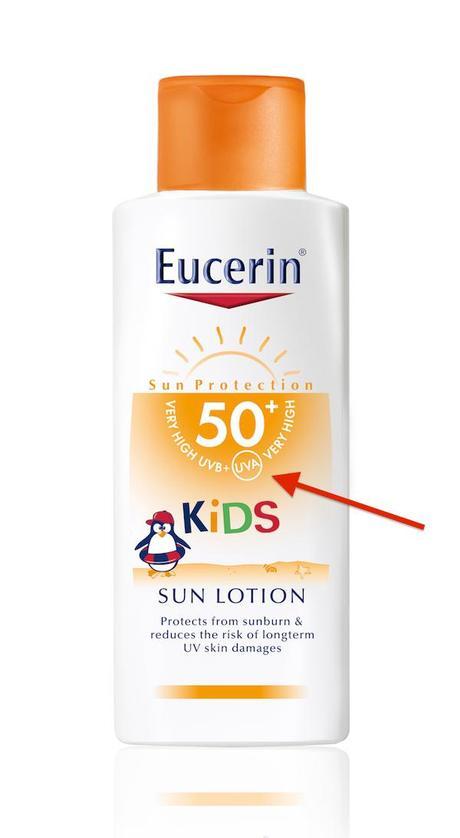 Loción solar para niños SPF 50 de Eucerin.