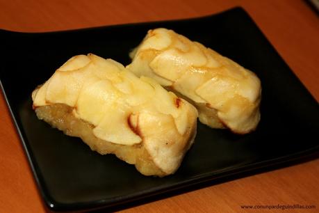 Rollitos de manzana y foie