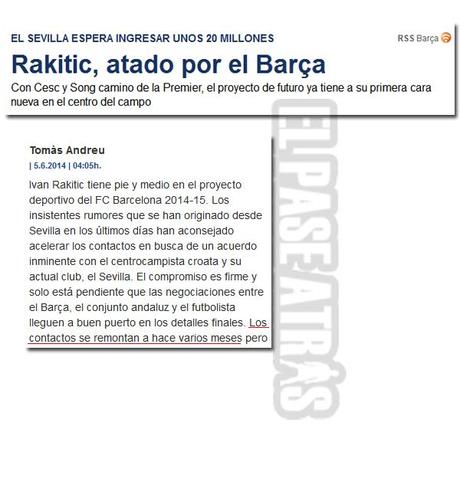 El fichaje de Rakitic y el diario Sport