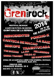 Festival GraniRock: Reincidentes, Sinkope, Poncho K, La Raíz, Trashtucada, No Konforme, The Buzzos...