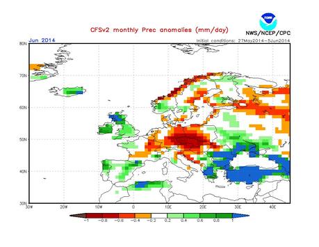 Previsión meteorológica Junio y Julio para España 2014 según la NOAA