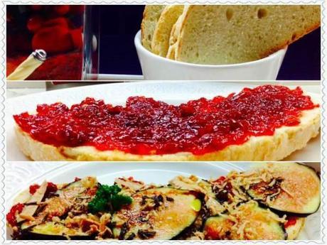 Tosta de breva, foie y trufa sobre confitura de pimiento del piquillo lTosta de brevas y foie sobre confitura de pimientos del piquillo y trufaCollage_Fotor