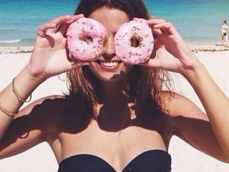 collage vintage doughnut beach swimwear style blogger donut