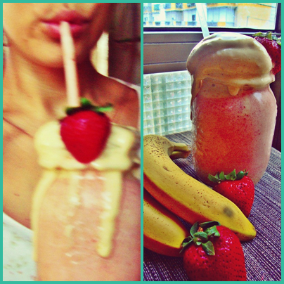 Super batido de plátano y fresa (strawberry banana smoothie)