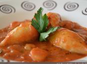 Chipirones rellenos encebollados carne vieira gambas