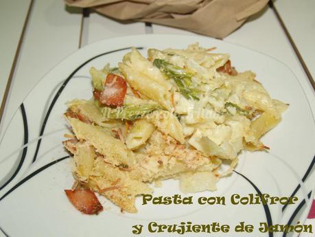 Macarrones con Coliflor y Crujiente de Jamón