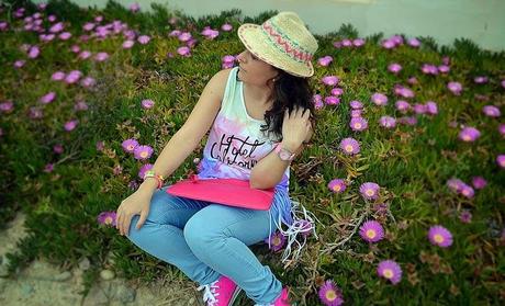 look, primark, flecos, boho, chic, casual, jeans, rosa, pink,Castellón, fashionblogger, fringe