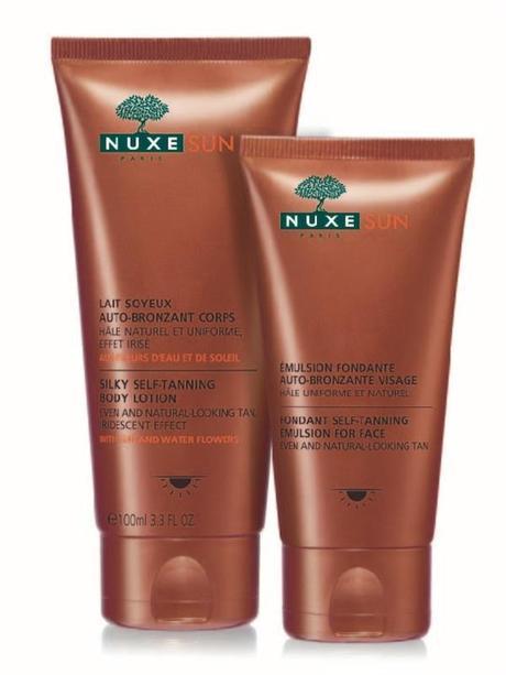 Cómo aplicar (bien) el autobronceador Leche para el cuerpo y emulsión para el rostro, las dos opciones de Nuxe Sun.