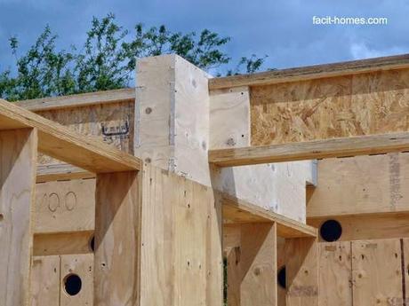 Detalle de anclajes de las partes Uniones de madera en la estructura de la casa