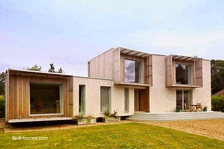 Vivienda moderna con varias aberturas y originales marcos en las más grandes Casa residencial contemporánea construida en seco con D-Process