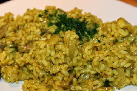 Arroz al curry con champiñones